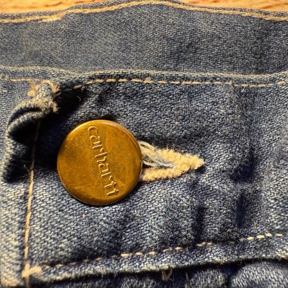 Vtg Carhartt USA Made Baggy Jeans Dungaree Fit Denim Mens 31x33 Carpenter‎ 90s - Picture 9 of 13